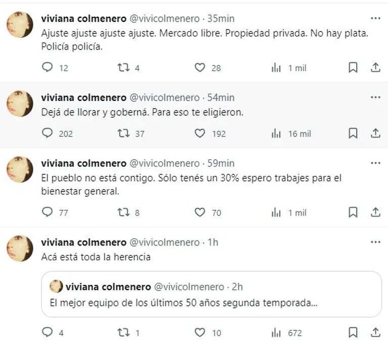 Viviana Colmenero opinó en redes tras el discurso de Javier Milei. (Foto: Captura X/vivicolmenero)