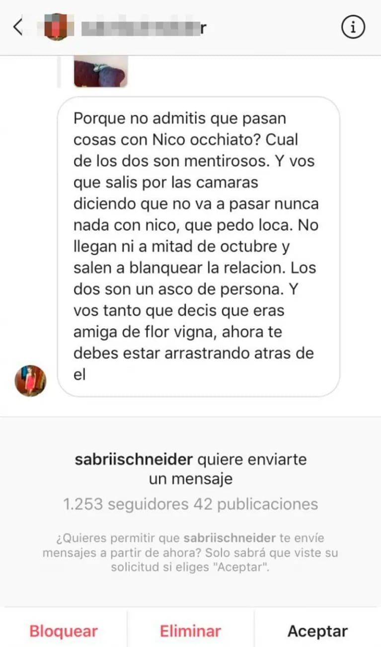 Florencia Jazmín Peña negó romance con Nico Occhiato: "Es mi buzo, no durmió conmigo"