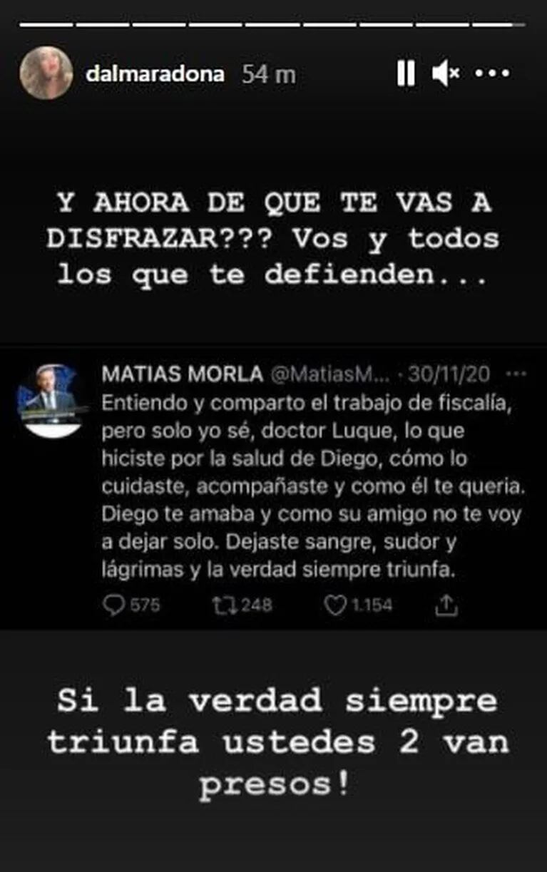 Dalma Maradona explotó contra Leopoldo Luque: "Sos un HDP; ¡acabo de escuchar sus audios y vomité!"
