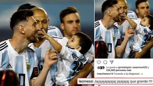 El tierno gesto de Lionel Messi con Bruno, el bebé de Javier Mascherano. (Foto: Instagram)