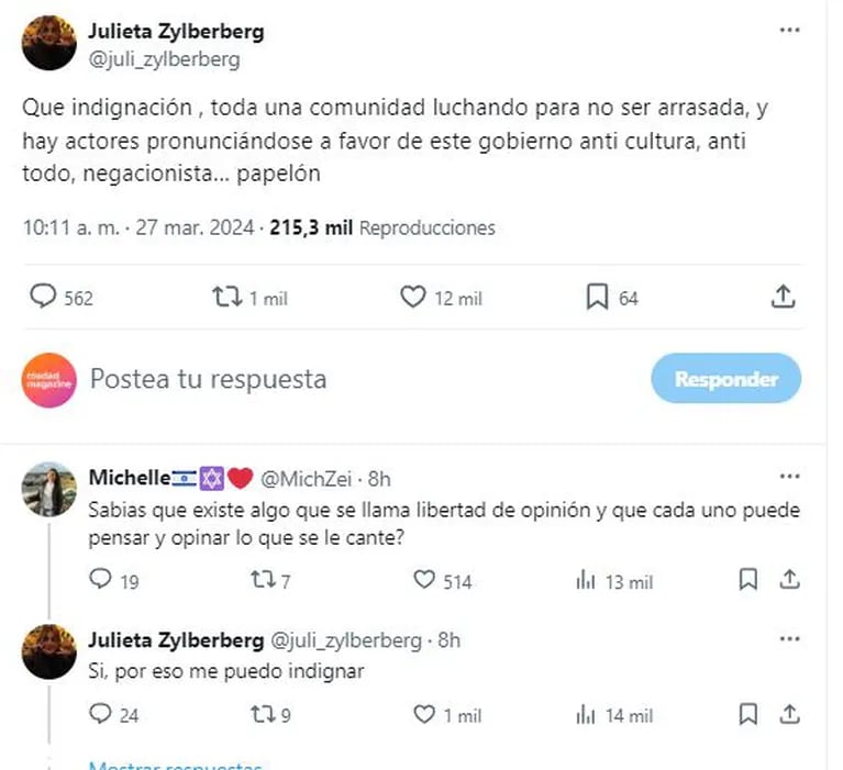 Julieta Zylberberg explotó contra Guillermo Francella en las redes sociales (Foto: Twitter)