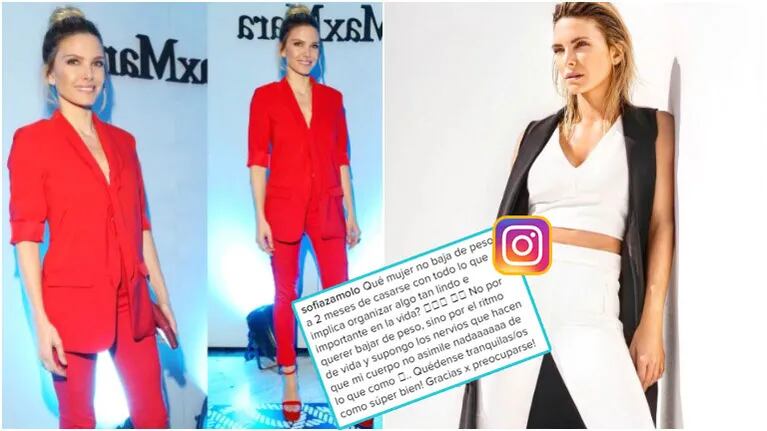 El descargo de Sofía Zámolo tras las críticas por una foto donde se la ve muy delgada (Fotos: Instagram)