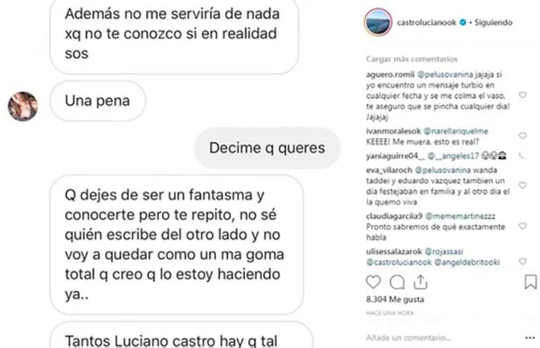 Publican misterioso chat de Luciano Castro con una mujer: la explicación de Sabrina Rojas