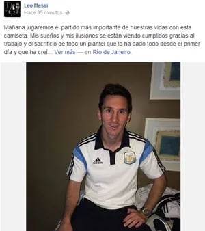 El mensaje de Lionel Messi ante el último partido del Mundial (Foto: Facebook)
