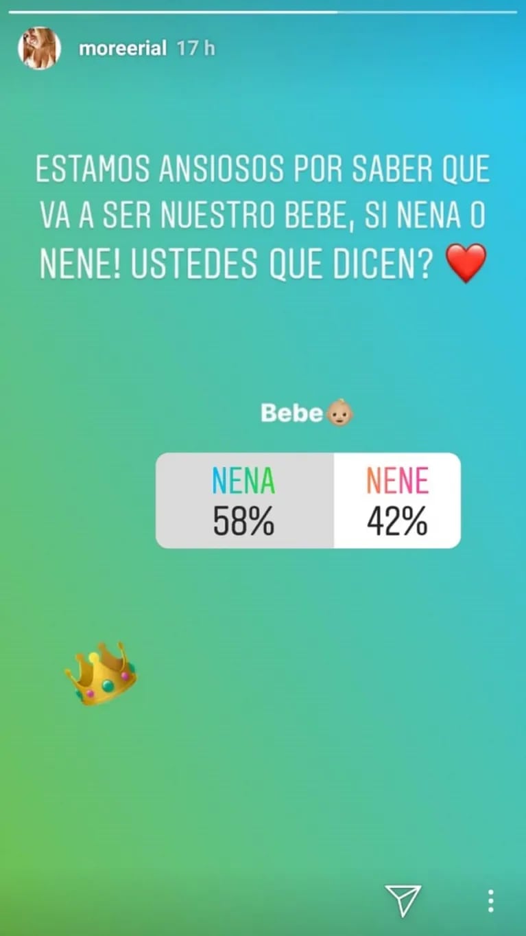 La encuesta que hizo Morena Rial en Instagram: "¿Qué dicen? Estamos ansiosos por saber qué será nuestro bebé"