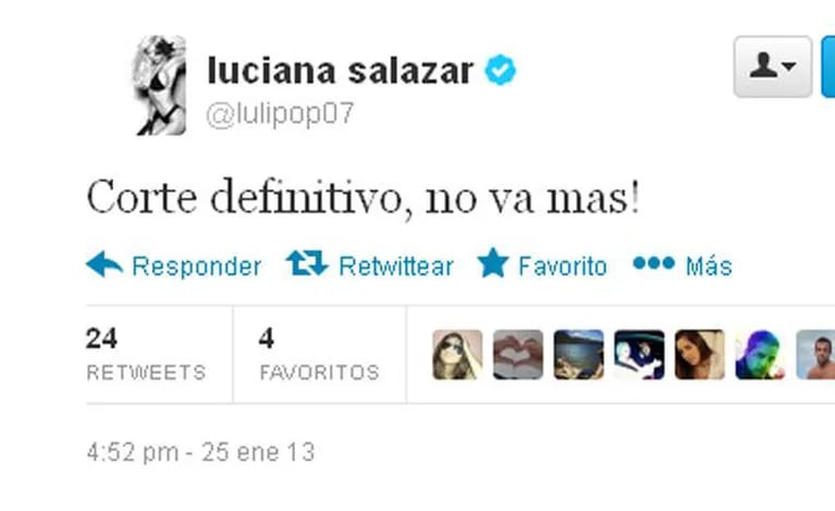 El tweet de Luciana Salazar. (Captura: @lulipop07)