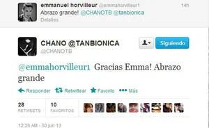 El saludo de Emmanuel a Chano (Foto: Twitter).