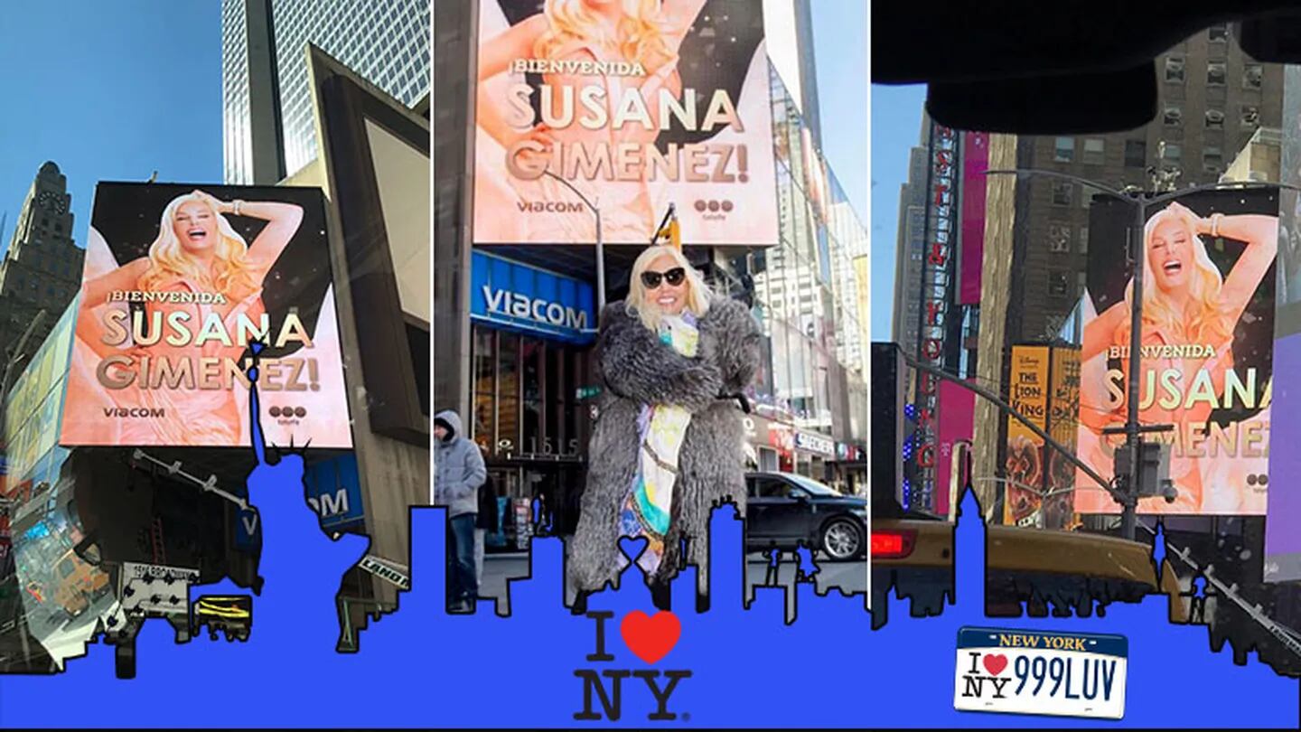 ¡Diva internacional! Susana Giménez, en las marquesinas de Times Square en Nueva York
