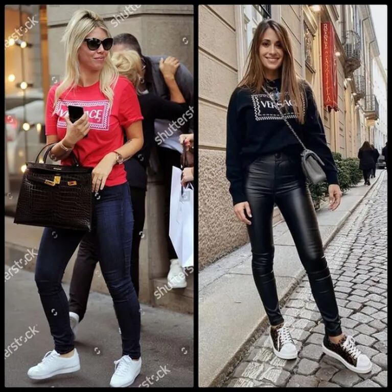 Los looks "calcados" de Antonela Roccuzzo y Wanda Nara: eligen las mismas marcas pero con sus propios estilos