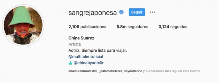 China Suárez le sumó a su biografía de Instagram una sugerente frase