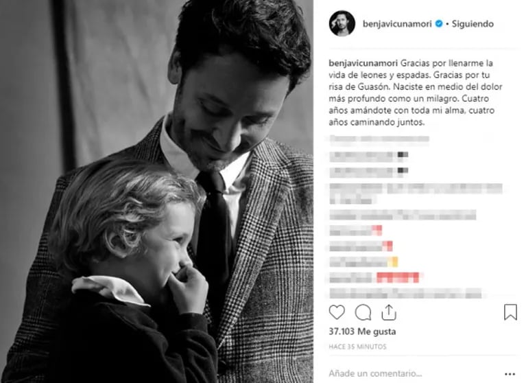 El conmovedor mensaje de Vicuña a su hijo Benicio por su cumple: "Naciste en medio del dolor más profundo"