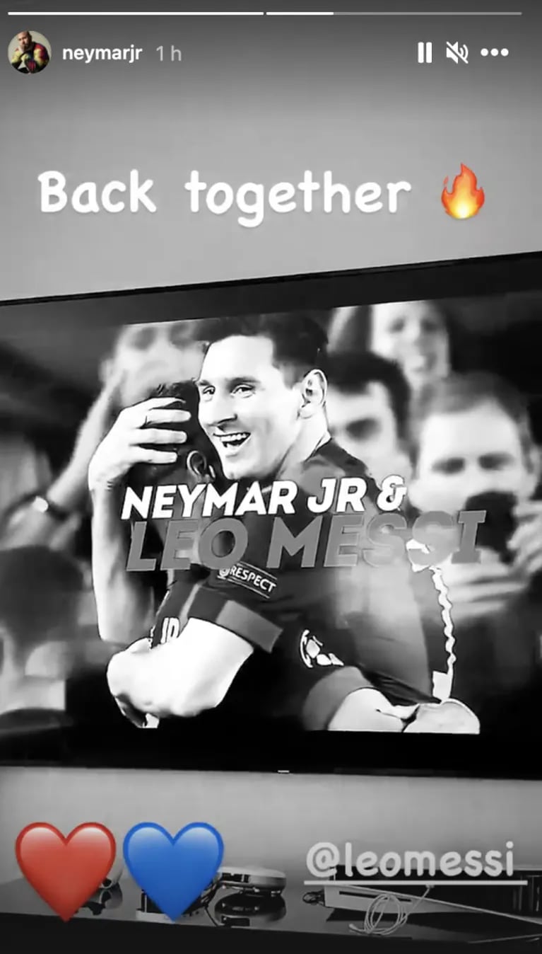 Neymar celebró la llegada de Lionel Messi al PSG: "De nuevo juntos"