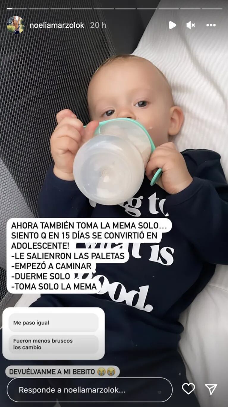 Noelia Marzol hizo un tierno posteo al ver cómo crece su hijo: "Devuélvanme a mi bebito"