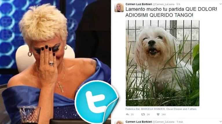 El dolor de Carmen Barbieri por la muerte de su perro