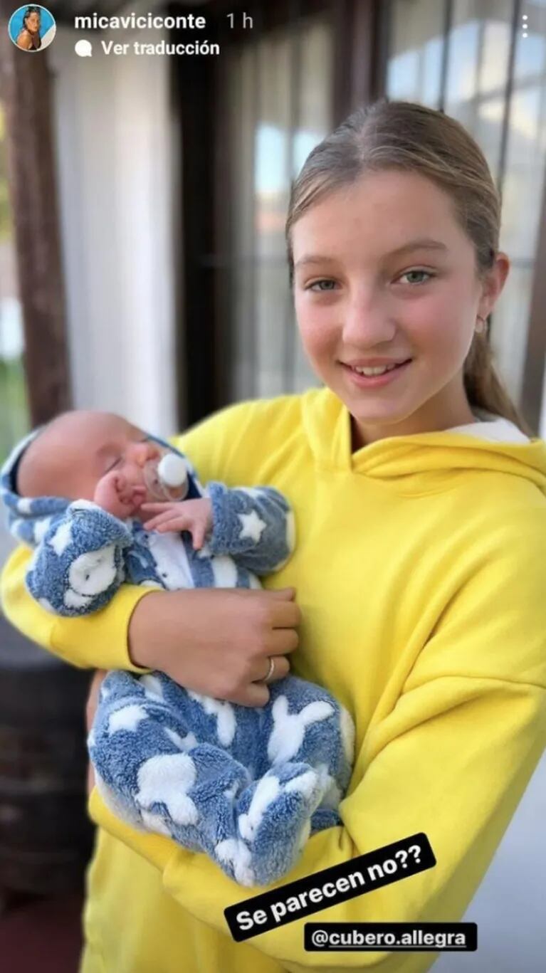 Mica Viciconte publicó una foto de Luca con su hermana Allegra, hija de Cubero y Nicole Neumann, y los comparó