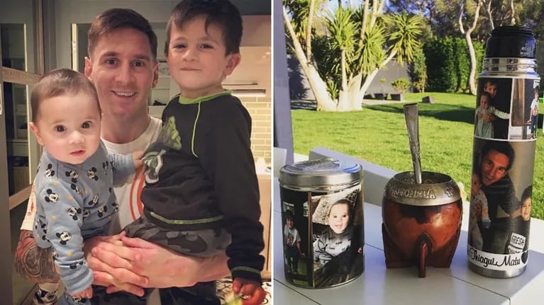 Lionel Messi y el tierno detalle de su equipo de mate: personalizado con fotos de sus hijos. (Foto: Instagram)
