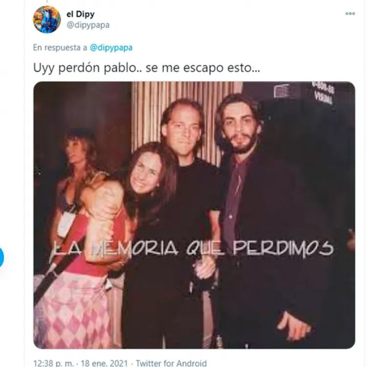 La picantísima foto-chicana del Dipy sobre Pablo Echarri y Nancy Dupláa: "Uy, perdón, se me escapó esto"