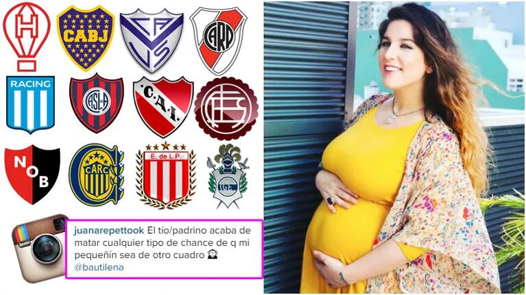 El hijo de Juana Repetto ya tiene cuadro de fútbol (Fotos: Instagram y Web)