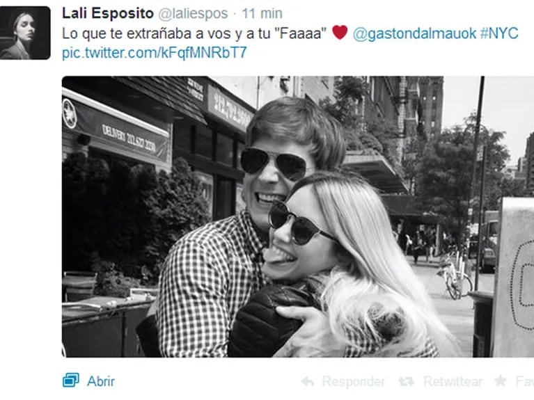 Lali Espósito y Gastón Dalmau en Nueva York (Foto: Twitter)