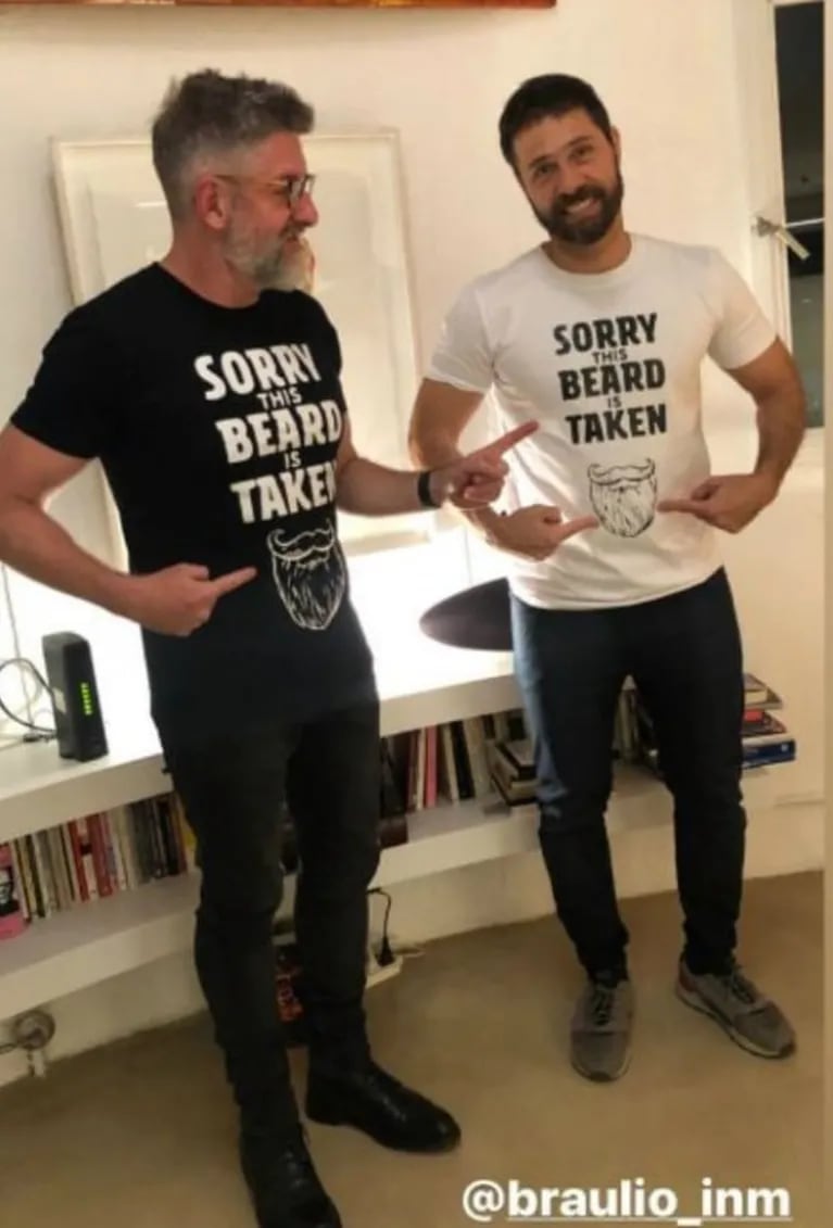 Luis Novaresio y su novio lucieron una divertida remera para reivindicar su fidelidad: "Esta barba está tomada"