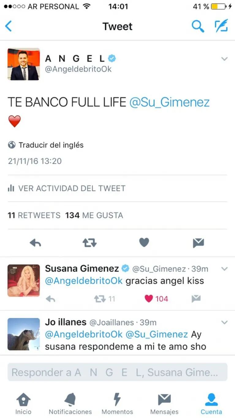 El picante "me gusta" de Susana Giménez bancando a Ángel de Brito contra Favio Posca