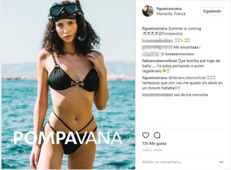 El pícaro comentario de Fabián Cubero a una foto de Ivana Figueiras en Instagram: "Qué bomba ese traje de baño; ya estoy pensando a quién regalárselo"