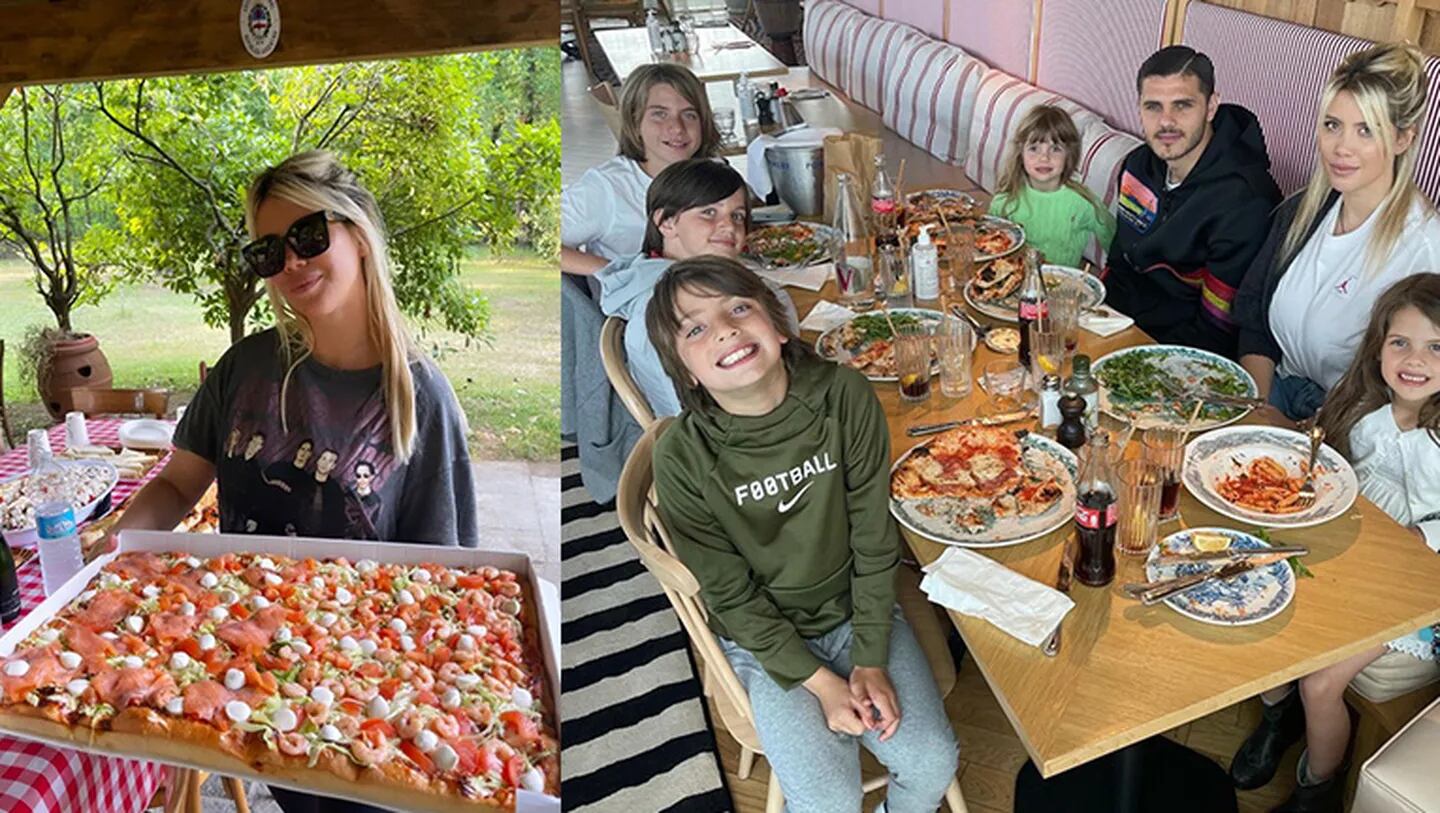 Wanda Nara sorprendió a sus hijos con una pizza XXL.