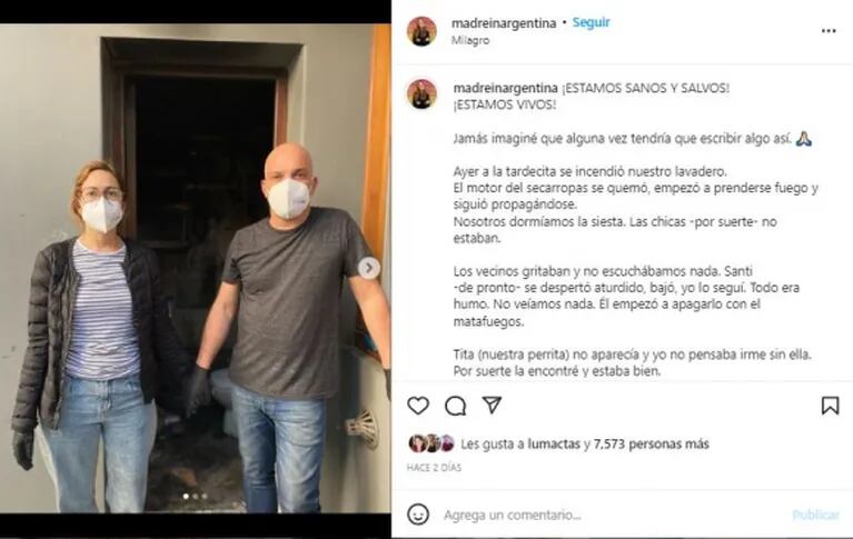 Santiago Giorgini sufrió un incendio en su casa mientras dormía y se salvó de milagro