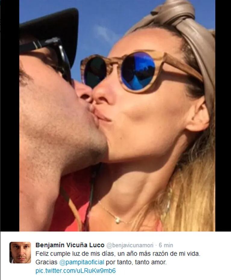 El romántico mensaje de Benjamín Vicuña a Pampita: "Feliz cumple luz de mis días" (Foto: Twitter)