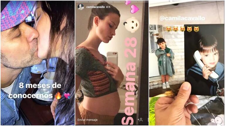 La foto retro de Camila Cavallo que publicó Mariano Martínez y el festejo por los 8 meses de relación (Fotos: Instagram Stories)