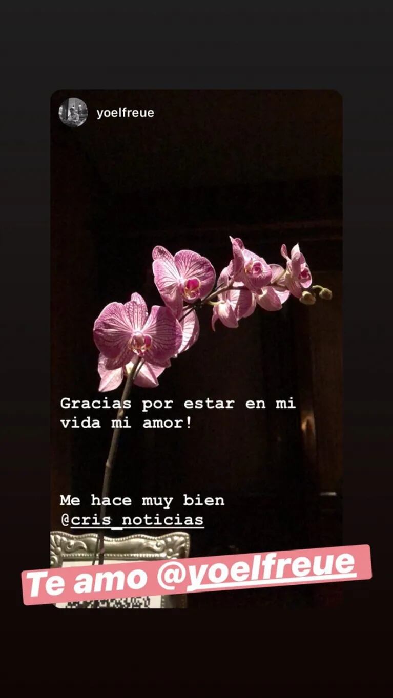Cristina Pérez le dedicó un posteo de amor a su novio, Yoel Freue: "Gracias por estar en mi vida, mi amor"