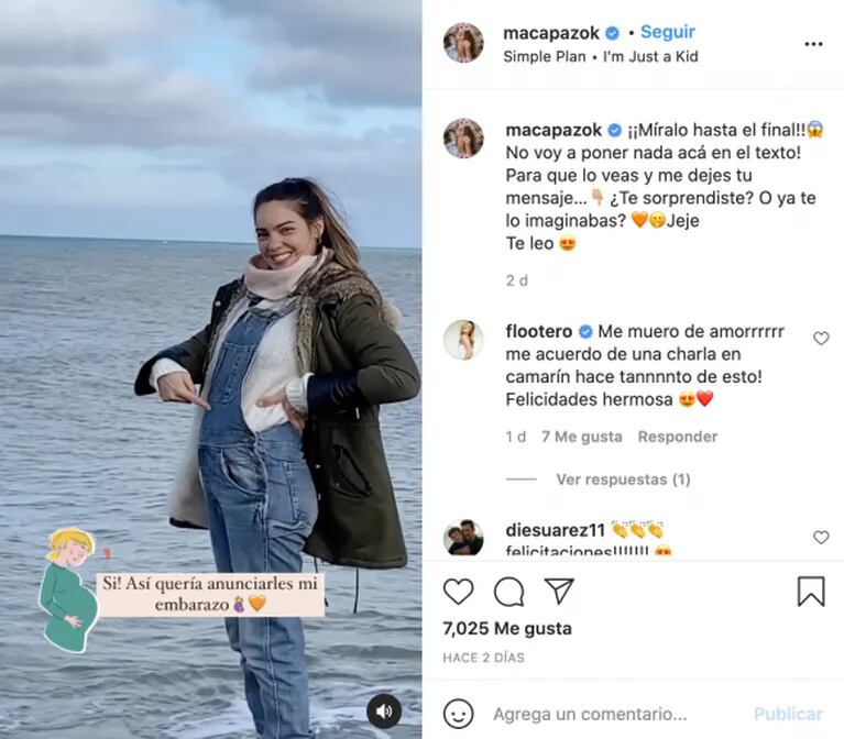 La actriz Macarena Paz anunció su embarazo de una forma muy original: "¿Te sorprendiste o ya te lo imaginabas?"