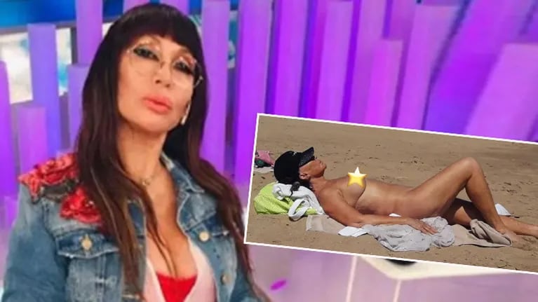La foto de Moria Casán completamente desnuda en un playa de Uruguay (Foto: Web y Twitter)