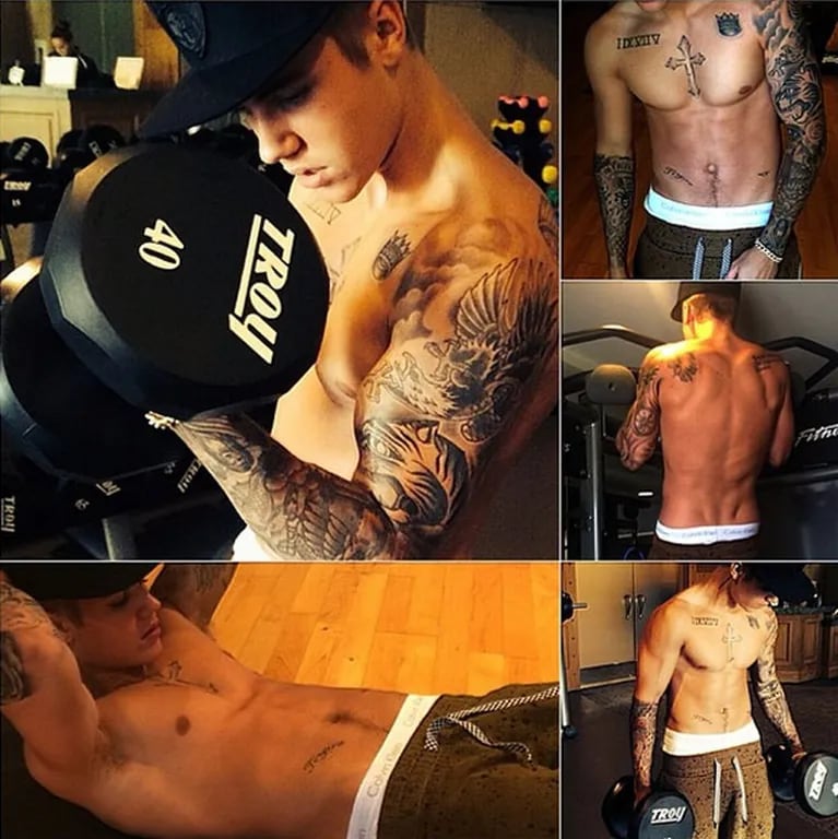 Justin Bieber mostró su lomazo mientras hacía ejercicio. (Foto: Instagram)