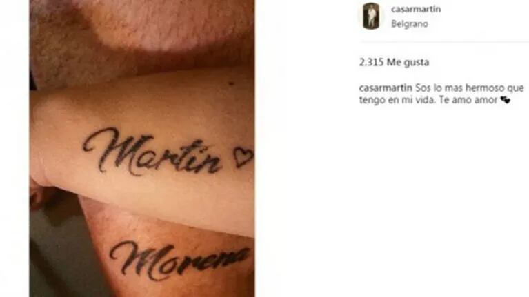 ¡Romance en la piel! Morena Rial y su novio se tatuaron sus nombres: "Te amo con locura, Martín Casar"