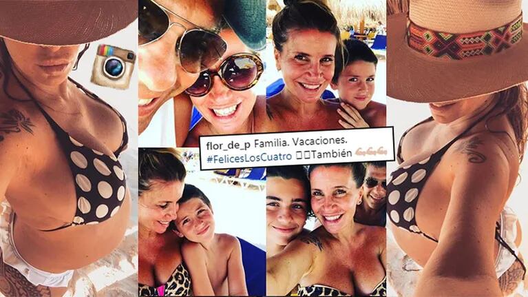 ¡Diosa embarazada! Flor Peña, pancita en bikini y vacaciones familiares en la playa: "Felices los cuatro"