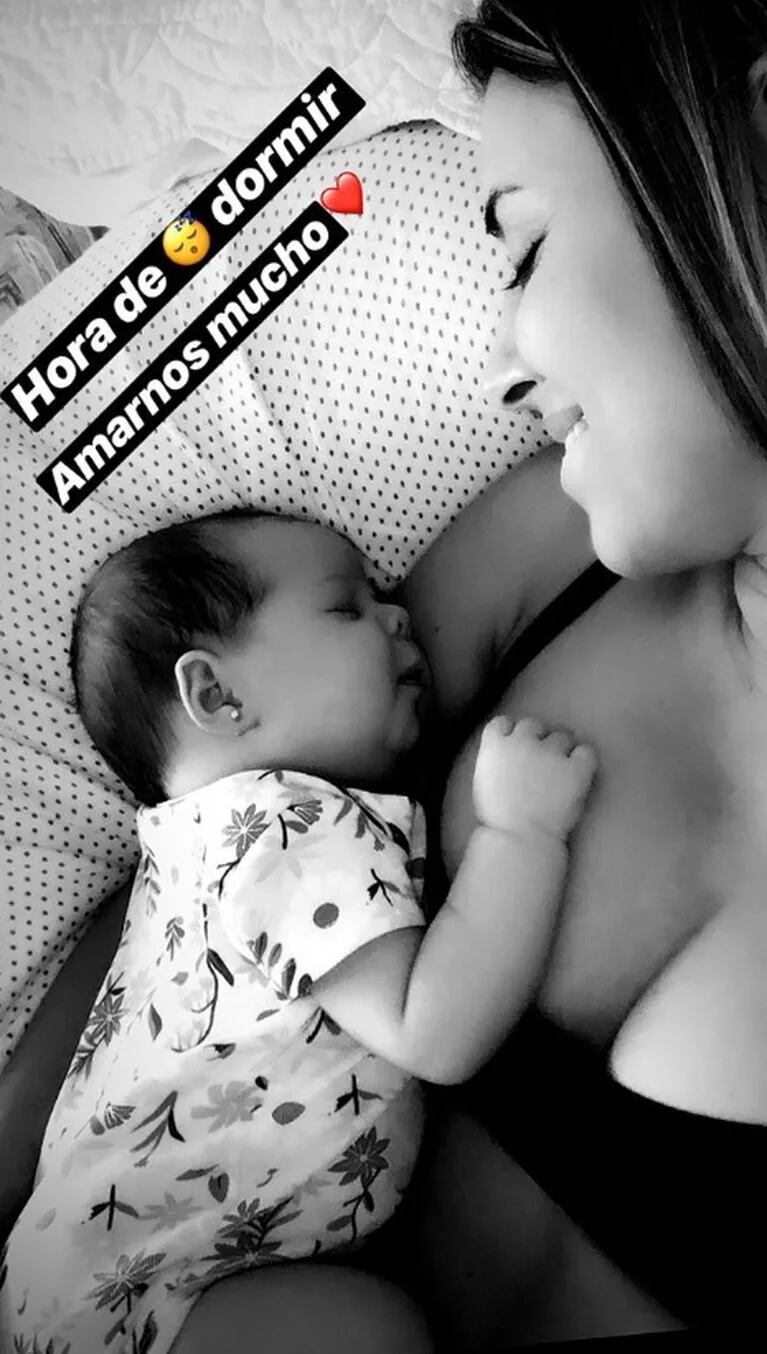 La dulce foto de Mariana Brey con su beba, a casi un mes de su nacimiento: "Hora de dormir, nos amamos mucho"