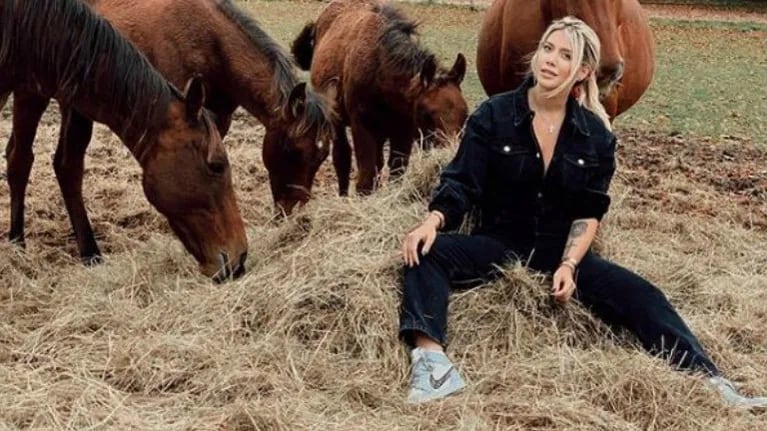 El look "campestre" de Wanda Nara en medio de la naturaleza con caballos (Foto: Instagram)