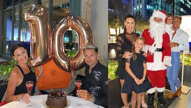 La pareja festejó su décimo aniversario junto a sus hijos.