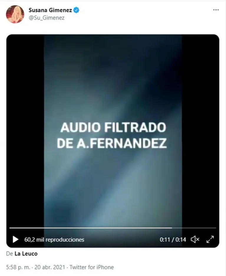 Susana Giménez replicó un audio falso de Alberto Fernández y el Presidente le respondió: "Ese no soy yo"