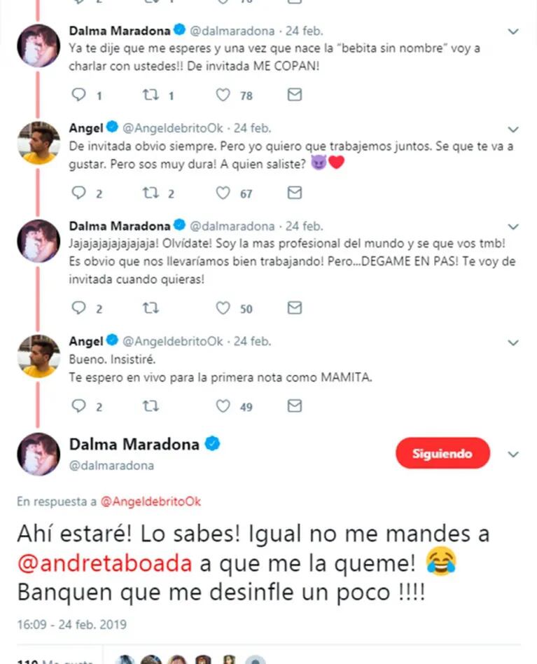 El picante ida y vuelta de Dalma Maradona con Ángel de Brito sobre Rocío Oliva 