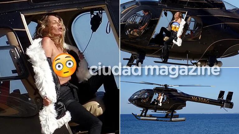 ¡Topless de alto vuelo! Kate Moss, semidesnuda en helicóptero sobre la costa amalfitana. (Foto: Grosby Group)