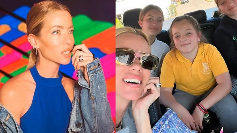 Nicole Neumann bajó dormida del avión y les dio una sorpresa a sus hijas.