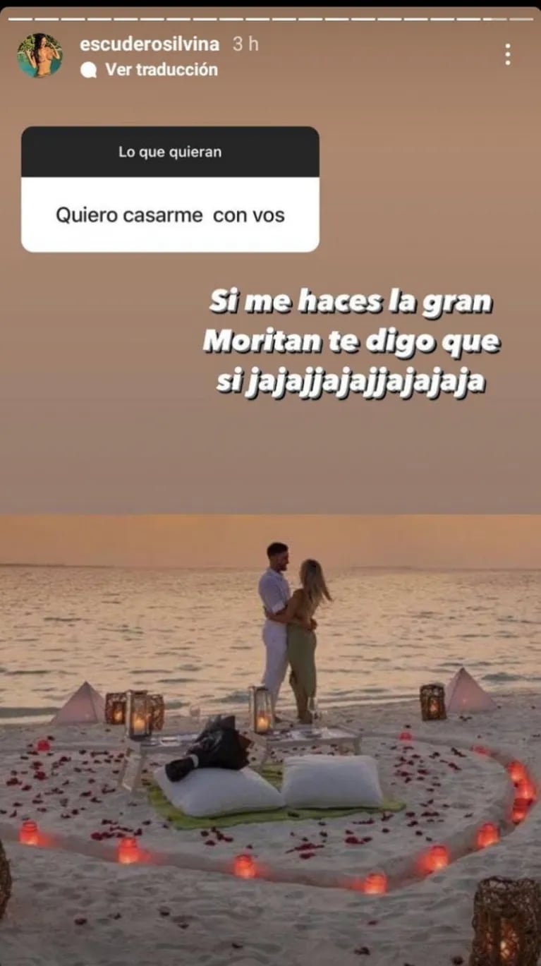 La reacción de Silvina Escudero ante una propuesta de casamiento: "Si hacés la gran Moritán te digo que sí"