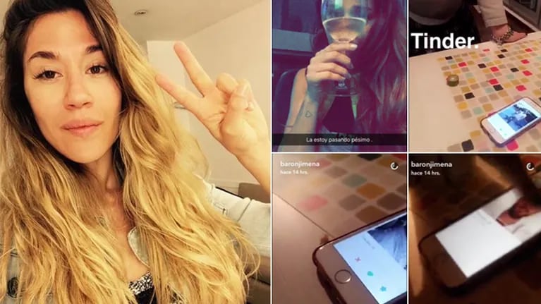 Jimena Barón dio sus primeros pasos en Tinder. Fotos: Instagram y Snapchat.