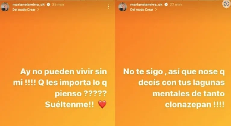 "Tus lagunas mentales de tanto clonazepam": Viviana Colmenero trató a Marianela Mirra de "soberbia" y recibió una letal respuesta