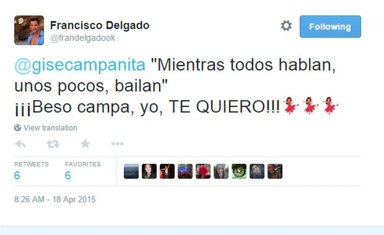 Francisco Delgado le habló a Gisela Bernal por Twitter (Foto: Twitter)