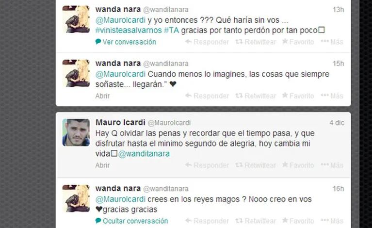 El picante ida y vuelta de Mauro con Wanda (Foto: Captura de Twitter). 