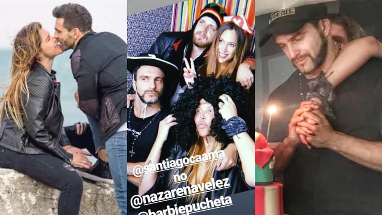 El festejo de cumpleaños de Santiago Caamaño, el novio de Nazarena Vélez (Fotos: Instagram y Capturas de Instagram Stories)