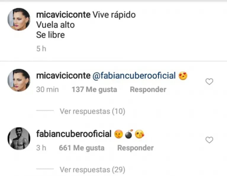 La tierna reacción de Fabián Cubero a una foto súper sexy de Mica Viciconte